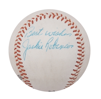 Jackie Robinson Single Signed & Inscribed Baseball - "Best Wishes" - (PSA/DNA NM-MT 8)